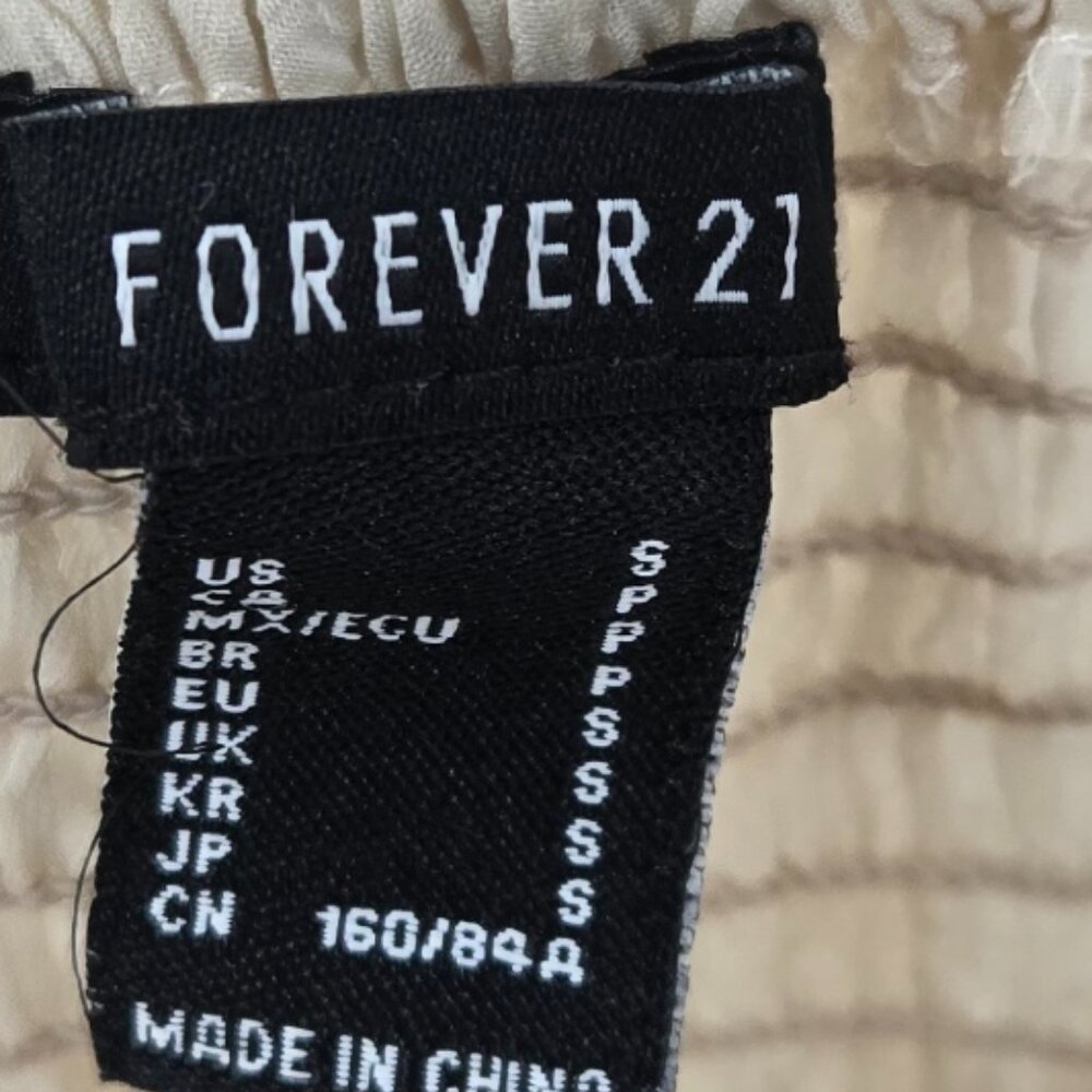 Forever 21 Cream Ruched Back Balloon Sleeves Off Shoulder Crop Top Size Small - Picture 12 of 14